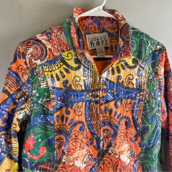 Vintage Keren Hart Floral Print Tapestry Womans Jacket Size Medium Colorful - Picture 3 of 13